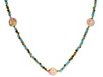 Genusis™ Cultured Freshwater Pearl & Green Crystal Rhodium Over Silver 32 Inch Necklace
