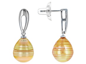 Cultured South Sea Pearl 11mm Rhodium Over Sterling Silver Earrings