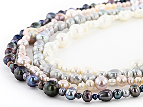 Handpicked A Quality Mixed Sizes Multicolor Freshwater Cultured Pearl Strand Endless 36 Necklace