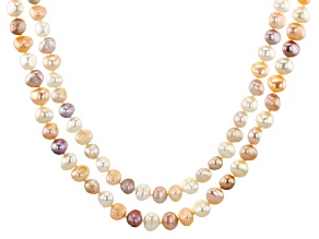 Multi-Color Cultured Freshwater Pearl 64 Inch Endless Strand Necklace Set of 2