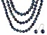 10-12mm Black Cultured Freshwater Pearl Sterling Silver 18, 24, 36 Inch Necklace & Earring Set