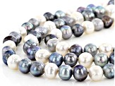 Dark Multi-Color Cultured Freshwater Pearl Sterling Silver 18, 24, 36 inch Necklace & Earring Set
