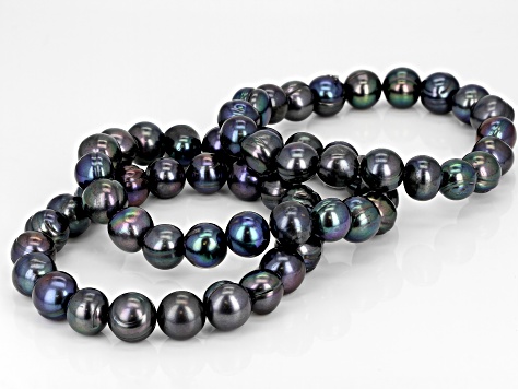 Black Cultured Freshwater Pearl 10-11 Stretch Bracelet Set of 3