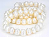 White Cultured Freshwater Pearl 10-11mm Stretch Bracelet Set of 3