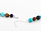 Multi-Color Cultured Freshwater Pearl Sterling Silver Necklace, Bracelet, & Earring Set