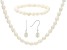White Cultured Freshwater Pearl Sterling Silver Necklace, Bracelet, & Earring Set