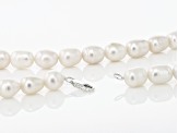 White Cultured Freshwater Pearl Sterling Silver Necklace, Bracelet, & Earring Set