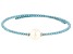 White Cultured Freshwater Pearl with Aquamarine Stainless Steel Bracelet