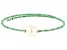 White Cultured Freshwater Pearl Zambian Emerald Stainless Steel Bracelet