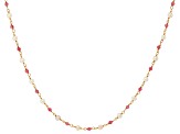 White Cultured Freshwater Pearl & Pink Tourmaline 18k Yellow Gold Over Silver 18 Inch Necklace