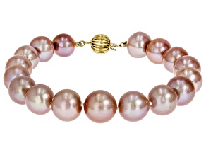 Pink Cultured Freshwater Pearl 14k Yellow Gold Bracelet