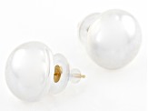 White Cultured Freshwater Pearl 14-15mm 14k Yellow Gold Stud Earrings