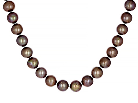 Mahogany Color Cultured Freshwater Pearl Rhodium Over Sterling Silver 18 Inch Strand Necklace