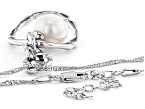 White Cultured South Sea Pearl Rhodium Over Sterling Silver Pendant With Chain