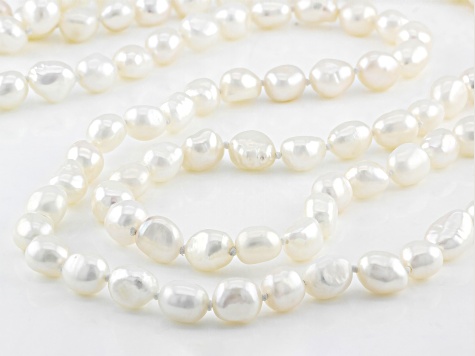 White Cultured Freshwater Pearl 64 Inch Endless Strand Necklace