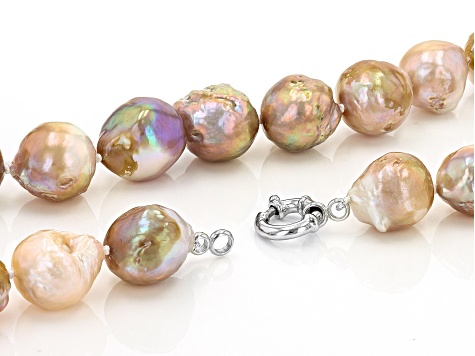Genusis™ Multi-Color Cultured Freshwater Pearl Rhodium Over Silver 18 Inch Necklace