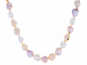 Multi-Color & White Cultured Freshwater Pearl Rhodium Over Sterling Silver 18" Strand Necklace