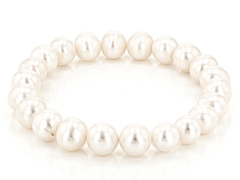 White Cultured Freshwater Strand Necklace and Stretch Bracelet Set