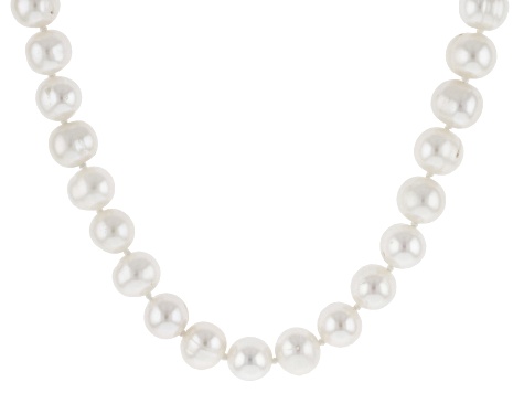 Cultured Freshwater Pearl with White Diamond Accents Rhodium Over Sterling Silver 18 Inch Necklace