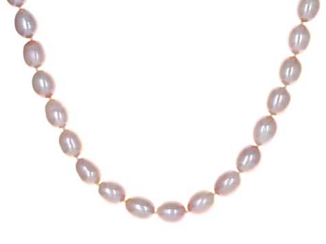 Light Pink Cultured Freshwater Pearl Rhodium Over Sterling Silver 18 Inch Strand Necklace