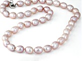 Light Pink Cultured Freshwater Pearl Rhodium Over Sterling Silver 18 Inch Strand Necklace