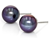 Black Cultured Freshwater Pearl Rhodium Over Sterling Silver Stud Earrings