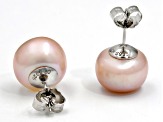 Pink Cultured Freshwater Pearl Rhodium Over Sterling Silver Stud Earrings