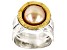 Peach Cultured Freshwater Pearl Sterling Silver With 14k Yellow Gold Over Accent Ring