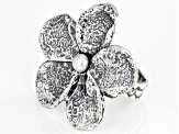 White Cultured Freshwater Pearl Sterling Silver Flower Ring