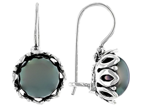 Black Cultured Freshwater Pearl Sterling Silver Earrings