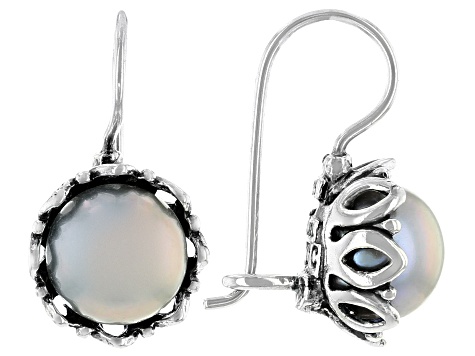 Platinum Cultured Freshwater Pearl Sterling Silver Earrings