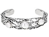 White Cultured Freshwater Pearl Sterling Silver Cuff Bracelet