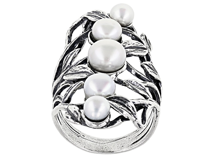 White Cultured Freshwater Pearl Sterling Silver Ring