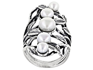 White Cultured Freshwater Pearl Sterling Silver Ring