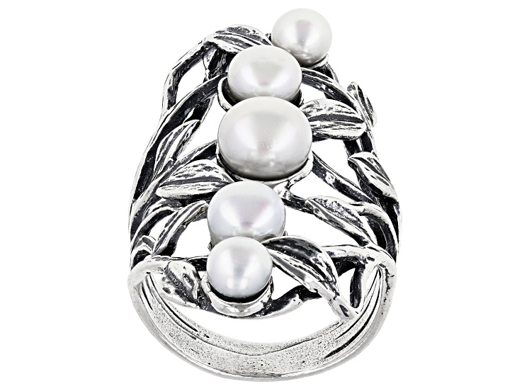 White Cultured Freshwater Pearl Sterling Silver Ring - HPL019A