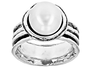 White Cultured Freshwater Pearl Sterling Silver Ring