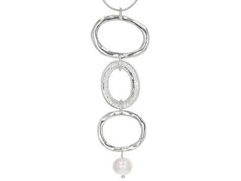 White Cultured Freshwater Pearl Sterling Silver 18 Inch Necklace