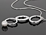 White Cultured Freshwater Pearl Sterling Silver 18 Inch Necklace