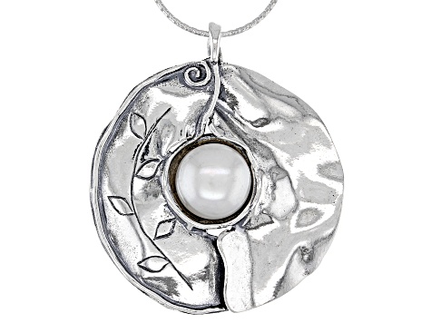 White Cultured Freshwater Pearl Sterling Silver 18 Inch Necklace