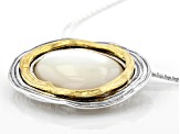 White South Sea Mother-of-Pearl Sterling Silver With 14k Yellow Gold Over Accent 18 Inch Necklace