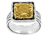Sterling Silver With 14k Yellow Gold Over Accent Ring