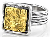 Sterling Silver With 14k Yellow Gold Over Accent Ring