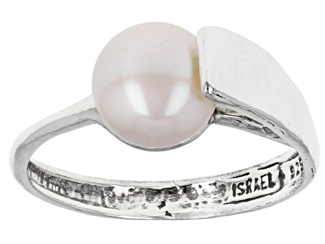 White Cultured Freshwater Pearl Sterling Silver Ring