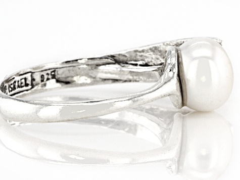 White Cultured Freshwater Pearl Sterling Silver Ring