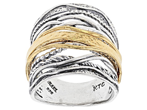 Sterling Silver With 14k Yellow Gold Over Sterling Silver Accent Ring