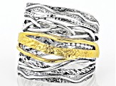 Sterling Silver With 14k Yellow Gold Over Sterling Silver Accent Ring