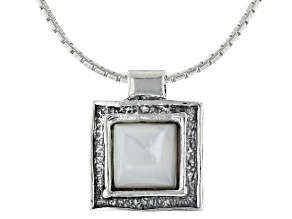 White South Sea Mother-Of-Pearl Sterling Silver 18 Inch Necklace