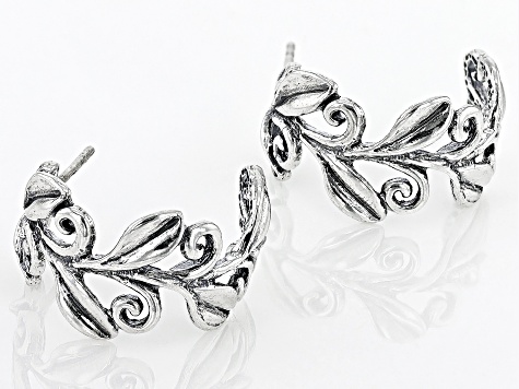 Sterling Silver Floral Hoop Earrings