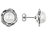 White Cultured Freshwater Pearl Sterling Silver Earrings