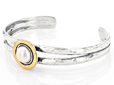 White Cultured Freshwater Pearl Sterling Silver & 14k Yellow Gold Over Silver Two-Tone Bracelet